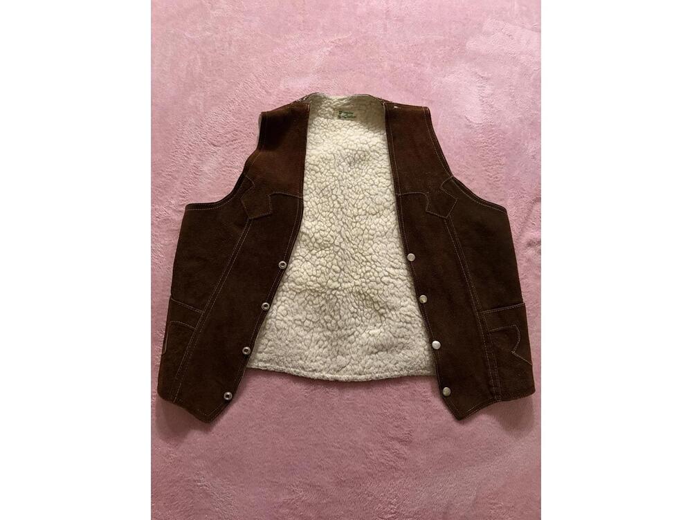 Brown Genuine Leather Shearling Vest